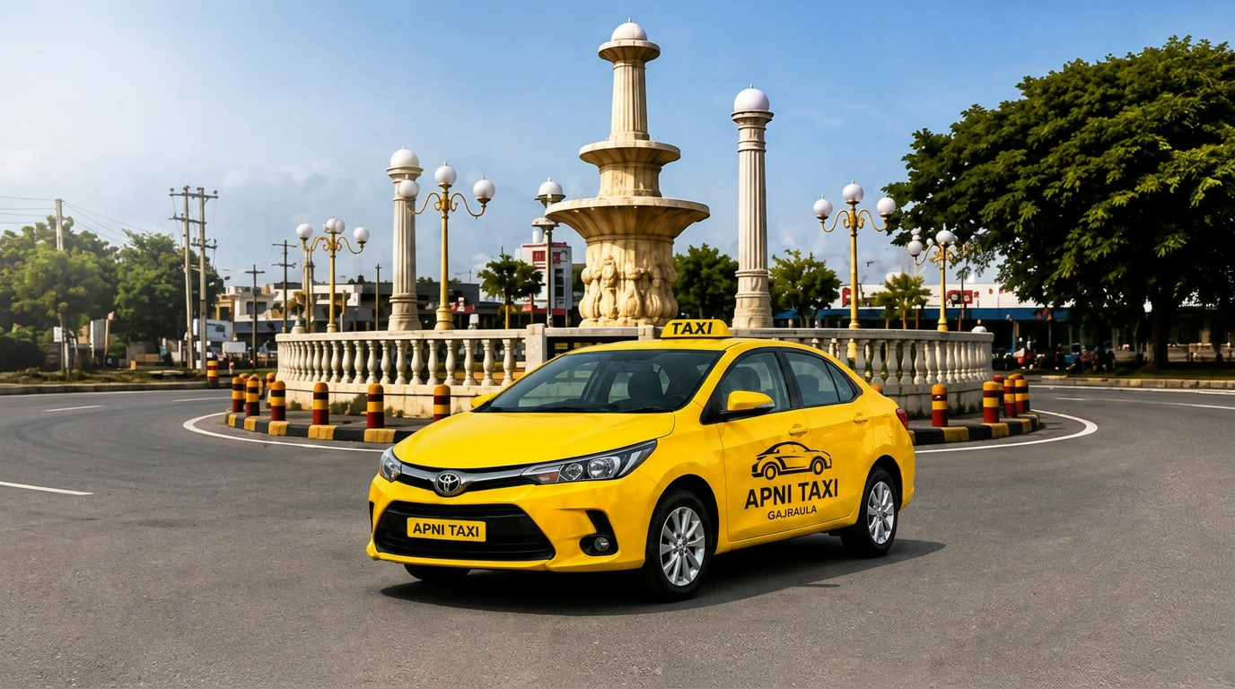 Apni Taxi Gajraula — yellow taxi cab in Gajraula offering 24/7 airport, local and outstation taxi service